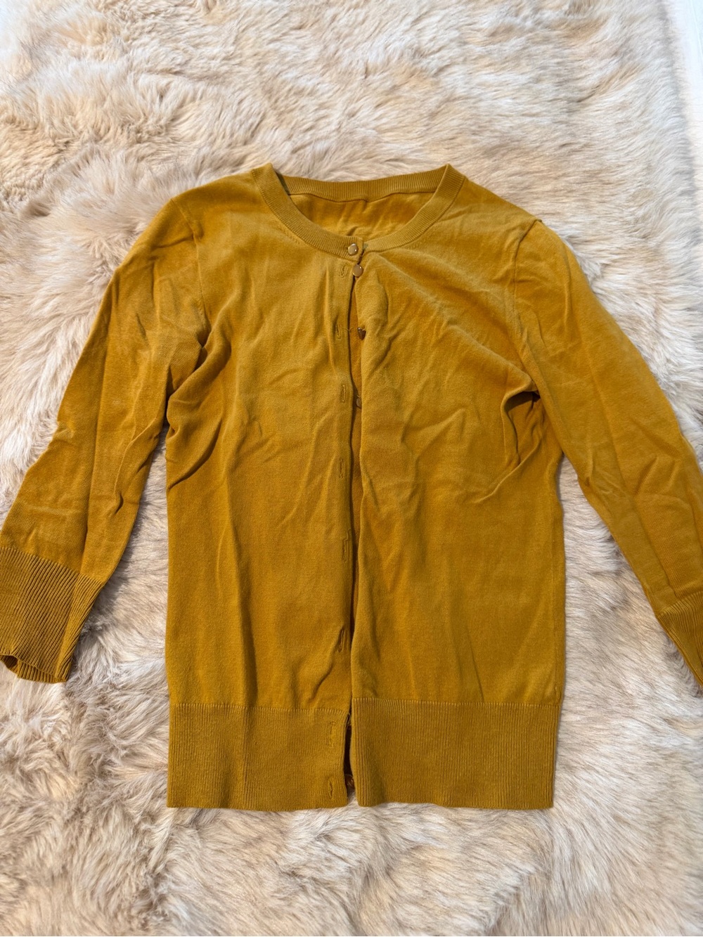 J. Crew Factory Mustard Button-Front Crewneck Cardigan XS